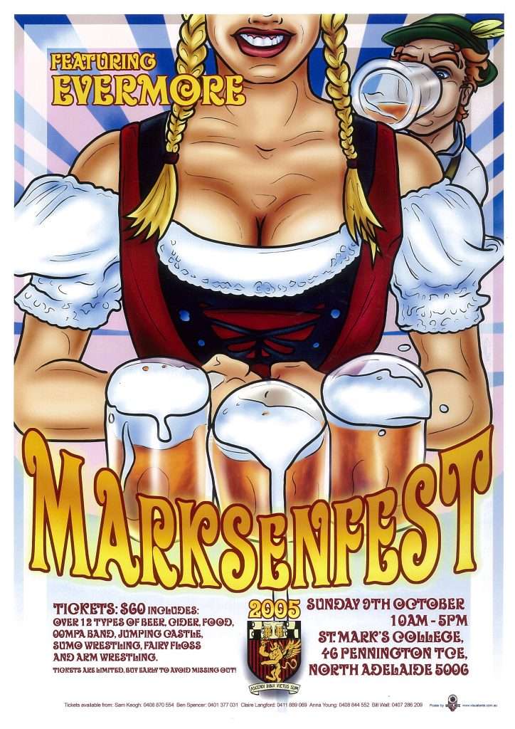The 2005 Marksenfest poster advertising Evermore, Sunday 9 October, tickets $60